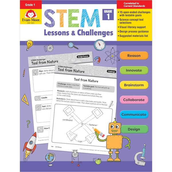 Evan-Moor Educational Publishers STEM Lessons + Challenges, Teachers Edition, Grade 1 9941 - main